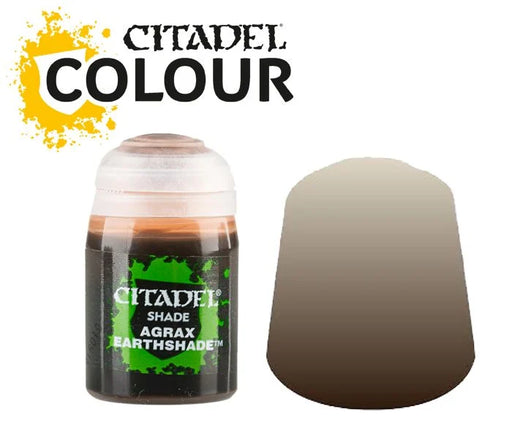 Citadel Agrax Earthshade 18ml tonētājs brūnu ēnu un dziļuma piešķiršanai miniatūru krāsošanai.
