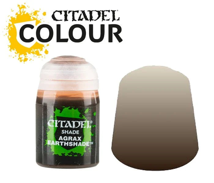 Citadel Agrax Earthshade 18ml tonētājs brūnu ēnu un dziļuma piešķiršanai miniatūru krāsošanai.