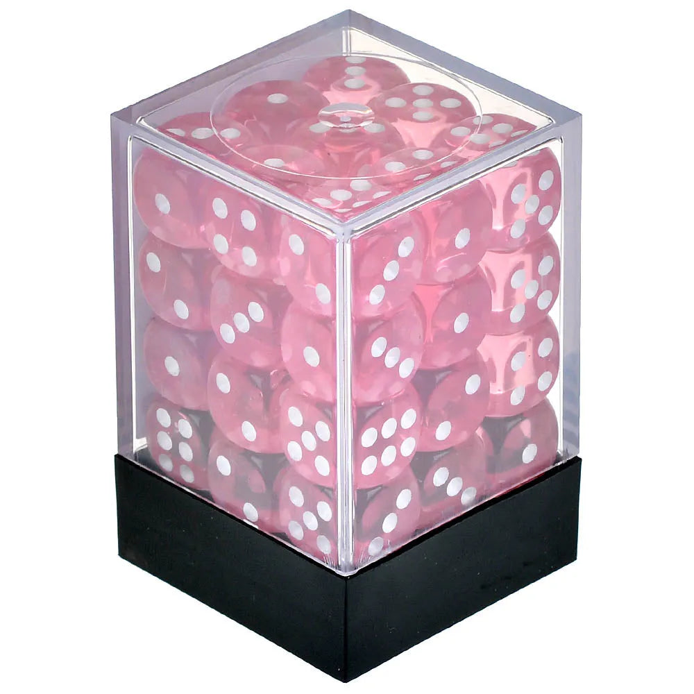 Set of 36 six-sided dice  – Transparent Pink
