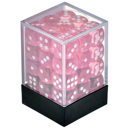 Set of 36 six-sided dice  – Transparent Pink