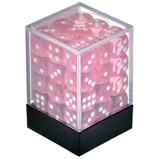 Set of 36 six-sided dice  – Transparent Pink