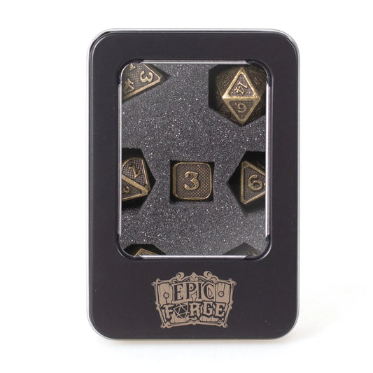 7-dice set, 14mm (metal box) - Solid Gold