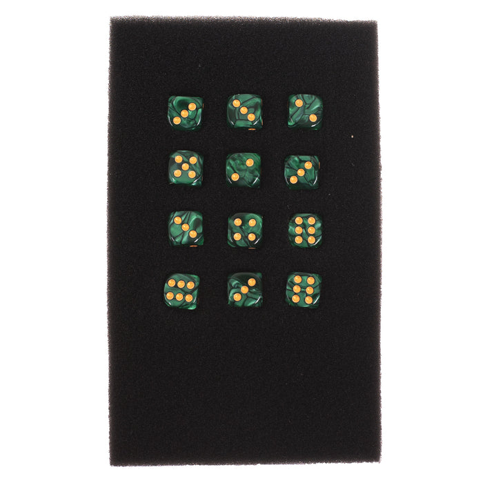 Set of 12 D6 Dice - 12 mm - Zaļš