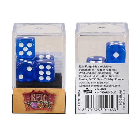 Set of 5 Six-Sided Dice – Transparent Blue
