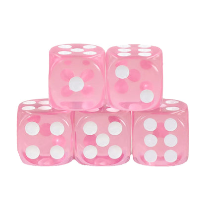 Set of 5 Six-Sided Dice – Transparent Pink