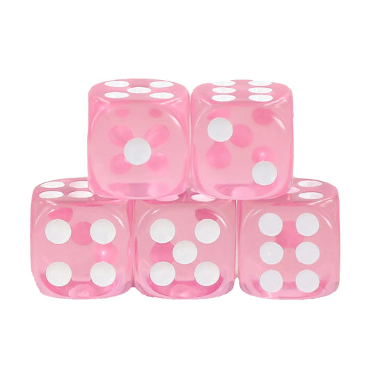 Set of 5 Six-Sided Dice – Transparent Pink