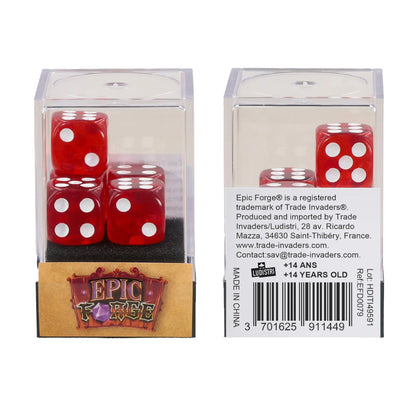 Set of 5 Six-Sided Dice – Transparent Red