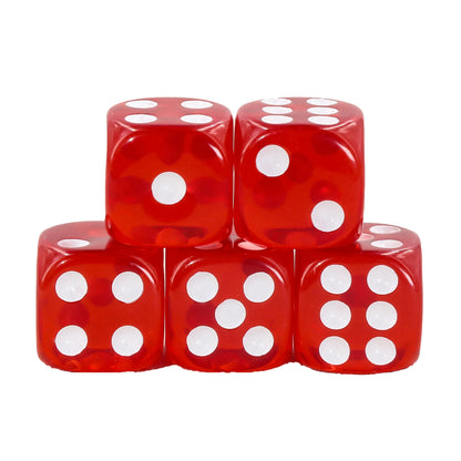 Set of 5 Six-Sided Dice – Transparent Red