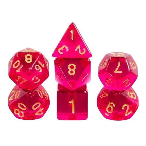 Lot de 7 dés Multiformat – 16mm - Violet Foncé Transparent