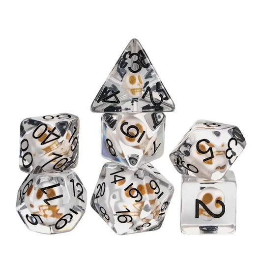 Set of 7 Resin Dice – Insert Range – in Box – Skull