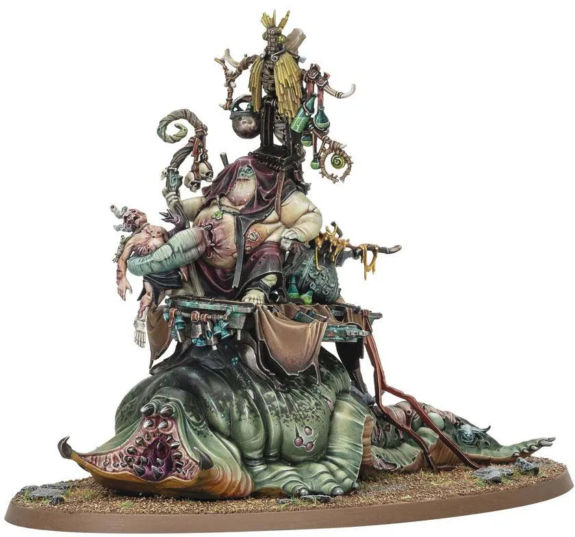 Festus Līhlords uz milzīgas zaļas radības, detalizēta plastmasas miniatūra Warhammer Age of Sigmar spēlei.