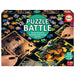 Educa Puzzle Battle galda spēle ar 12 krāsainiem puzles komplektiem, kuros attēloti dzīvnieki un daba.