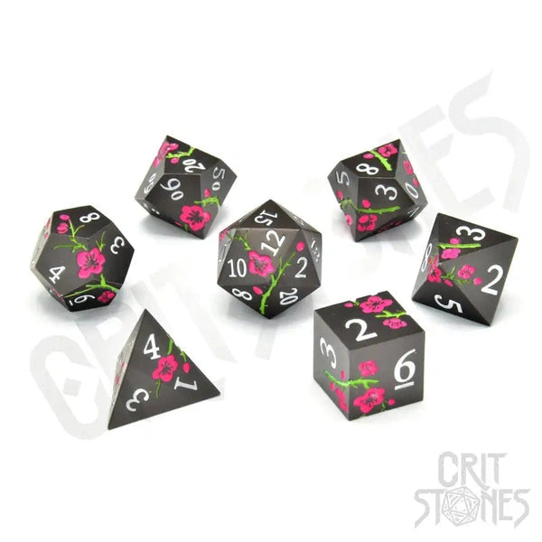 Nighttime blossom metal dice set