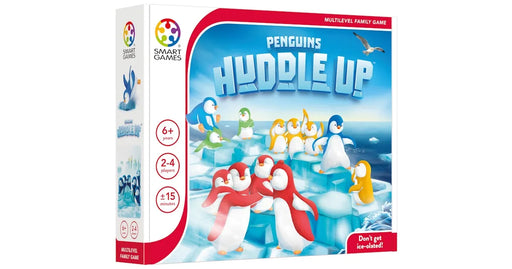 SmartGames galda spēle Penguins Huddle Up ar krāsainām pingvīnu figūriņām uz ledus laukuma ģimenes spēlei.