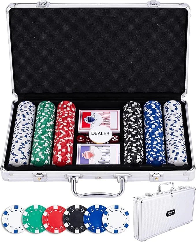 Brain Games LV Poker set in silver case, with 300 chips (11.5 grams)