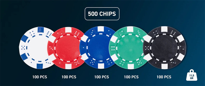 Pokerset in black case with 500 chips