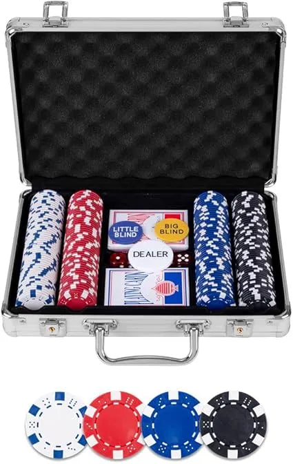 Brain Games LV Pokerset in zilveren koffer, met 200 chips (pokera komplekts)