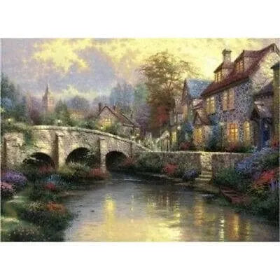 Brain Games LV Puzles Puzle 1000 - Thomas Kinkade Painter of Light: Cobblestone Brooke