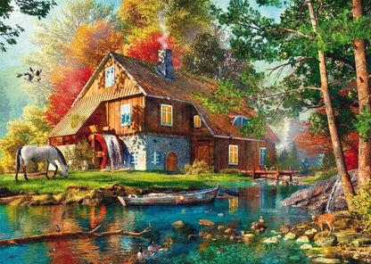 Water mill in autumn
