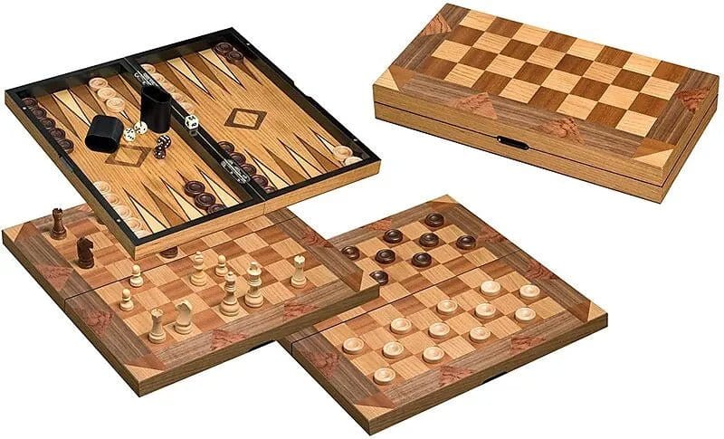 Brain Games LV Schach-Backgammon-Dame-Set, Feld 43mm