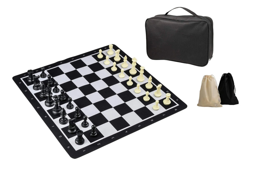 Brain Games LV Schachset, rollbar, Feld 55 mm, mit Kunstofffiguren und Tragetasche