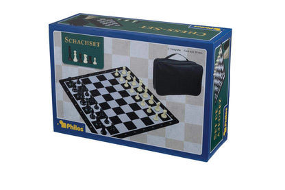 Brain Games LV Schachset, rollbar, Feld 55 mm, mit Kunstofffiguren und Tragetasche
