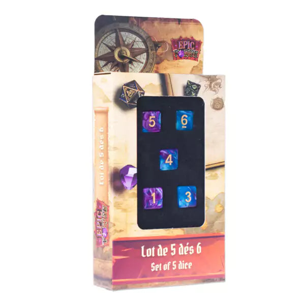 Set of 5 D6 Dice - 16 mm - Blue and Purple