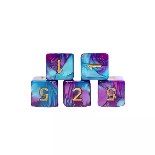 Set of 5 D6 Dice - 16 mm - Blue and Purple