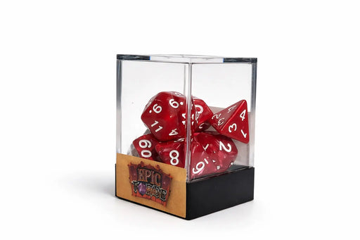 Set of 7 Multiformat Dice in Box – Pearlescent Red Pink