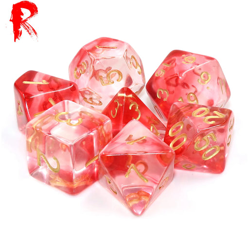 Set of 7 Multiformat Dice with Box – Crimson Light