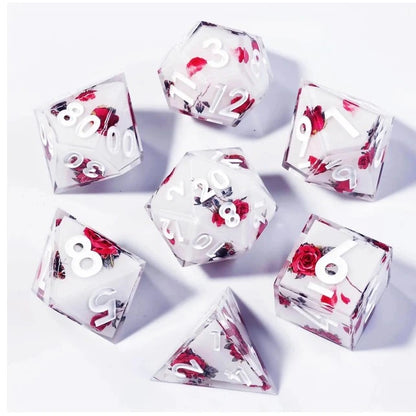 Sharp Edge Dice Set (7) Roses