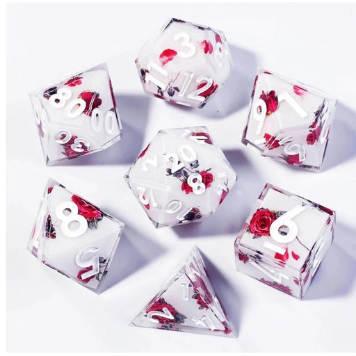 Sharp Edge Dice Set (7) Roses
