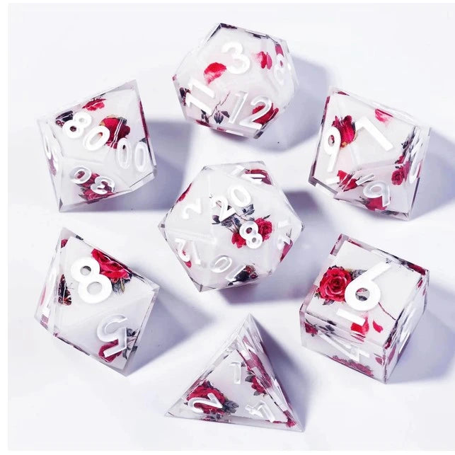 Sharp Edge Dice Set (7) Roses
