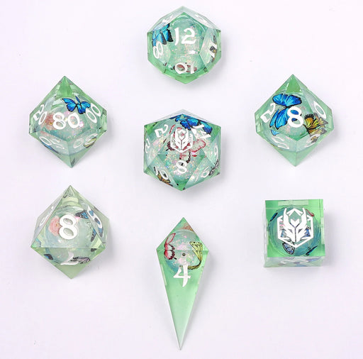 Sharp Edge Liquid Core RPG Dice Set Butterfly Kaleidoscope