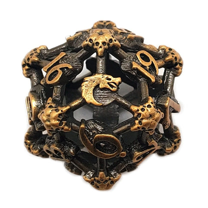 Brain Games LV Spindown D20 Hollow Skull Ancient Gold
