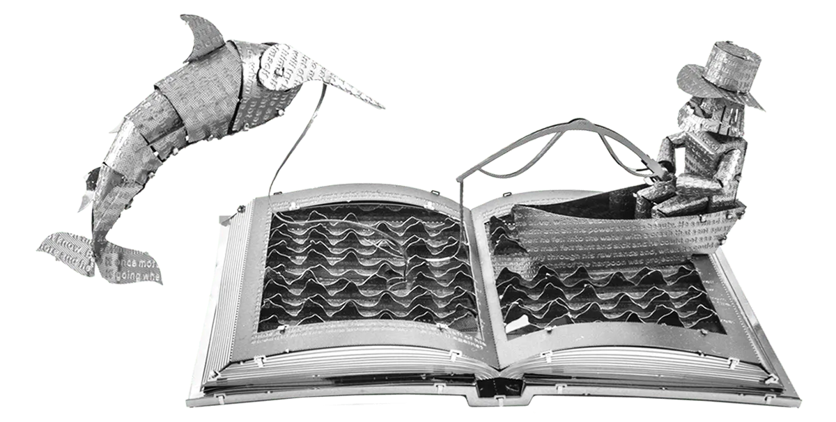 Brain Games LV Mēroga modelis The Old Man and the Sea Book Sculpture, metāla konstruktors