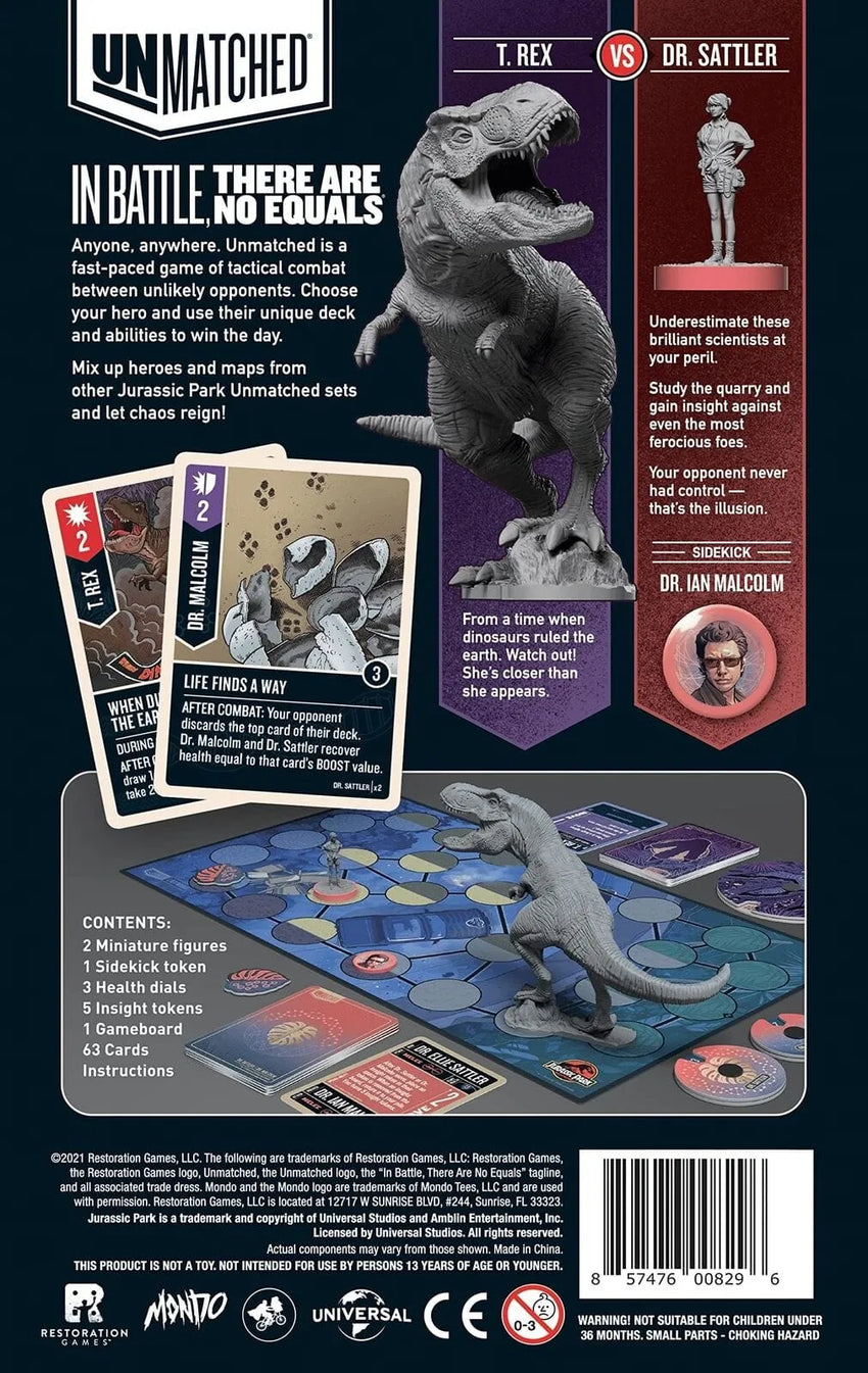 Brain Games LV galda spēles Unmatched Jurassic Park Sattler Vs T rex