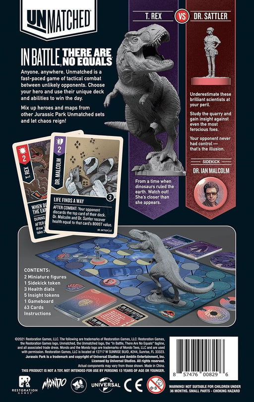 Brain Games LV galda spēles Unmatched Jurassic Park Sattler Vs T rex