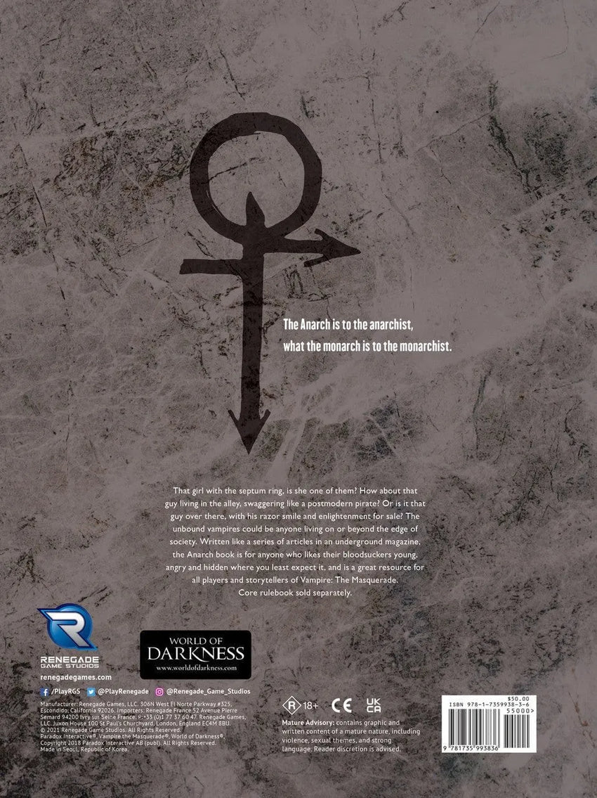 Brain Games LV galda spēles Vampire the Masquerade 5th Anarch Sourcebook
