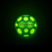 Zaļa, tumsā spīdoša 6,35 cm Waboba MoonShine bumbiņa ar krāteriem un melnu logotipu uz tumša fona.