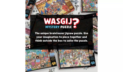 Wasgij Mystery 30 Bullseye! 1000 gabaliņu puzle ar krāsainu, detalizētu ilustrāciju un izaicinošu mīklas risināšanas konceptu.