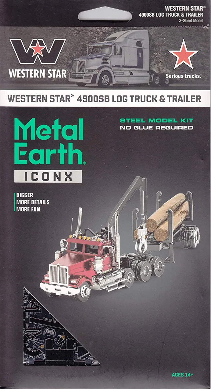 Brain Games LV Mēroga modelis Western Star 4900 Log Truck & Trailer, Premium Series metāla konstruktors