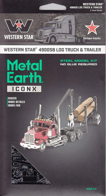 Brain Games LV Mēroga modelis Western Star 4900 Log Truck & Trailer, Premium Series metāla konstruktors