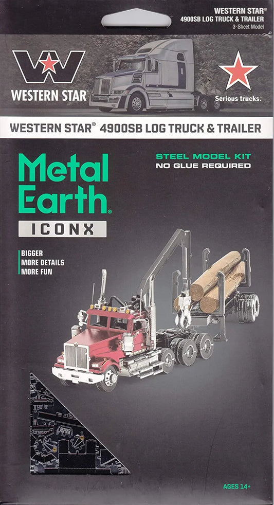 Brain Games LV Mēroga modelis Western Star 4900 Log Truck & Trailer, Premium Series metāla konstruktors