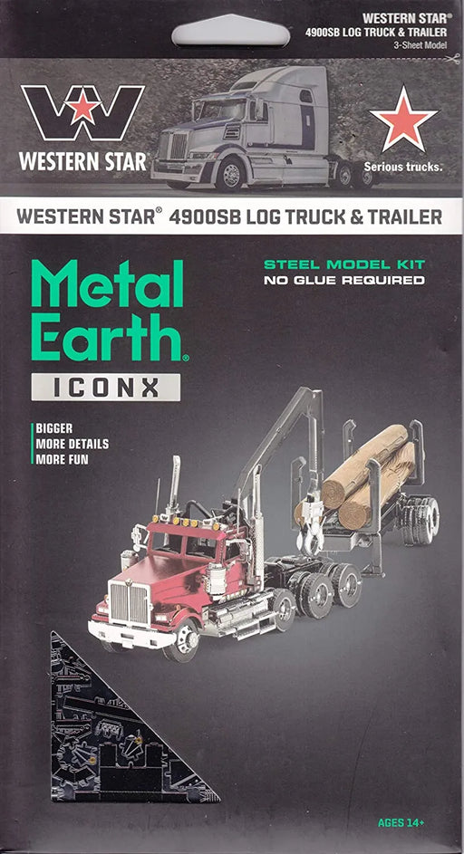 Brain Games LV Mēroga modelis Western Star 4900 Log Truck & Trailer, Premium Series metāla konstruktors