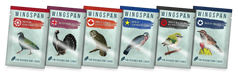 Sešas Wingspan galda spēles papildinājumu paciņas ar dažādu pasaules reģionu putnu ilustrācijām.