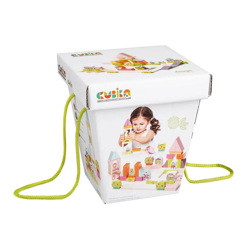 n/a Wooden blocks construction kit "Town for girls" / Konstruktors Pilsēta meitenēm