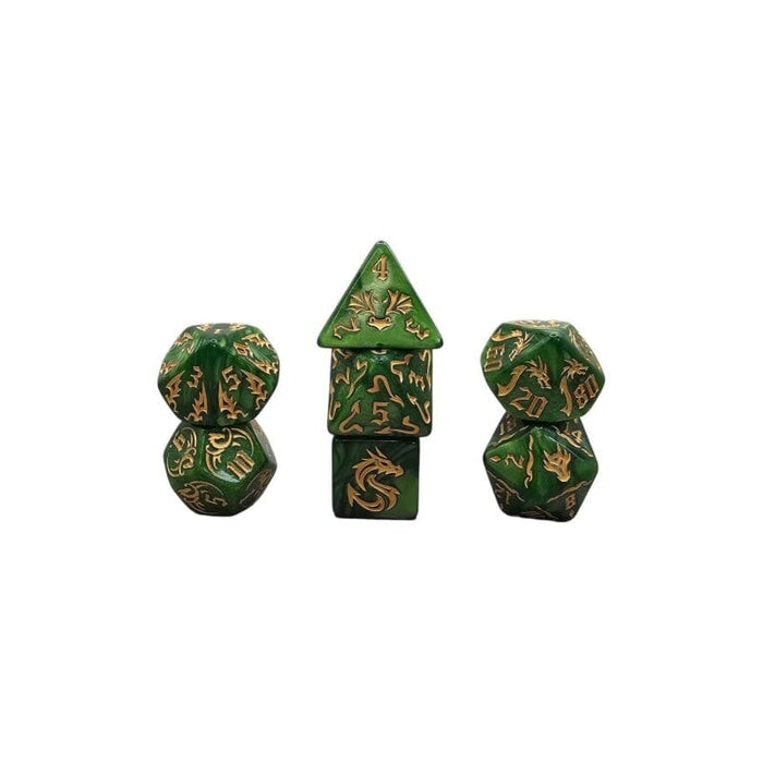 Brain Games LV Würfelset Mehrfarbig: Dragon ( Grün/Gold)(7)