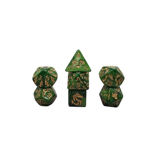 Brain Games LV Würfelset Mehrfarbig: Dragon ( Grün/Gold)(7)