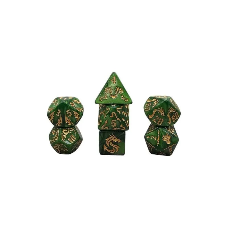 Brain Games LV Würfelset Mehrfarbig: Dragon ( Grün/Gold)(7)